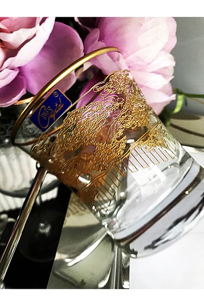 DECOSTYLE Azur Lux Golden Coating - 300Cc Pasabahce Soft Drink and Water Glass