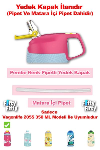 Vagonlife Replacement Lid and Straw in Flask with Straw for Children's Thermos - 2055 350 ml