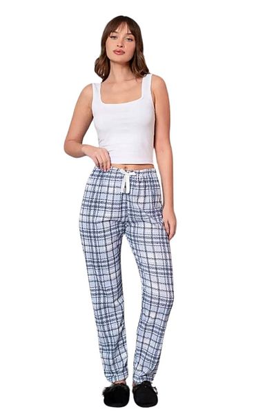 DONEX Pantaloni de pijama de damă cu imprimeu din țesătură groasă