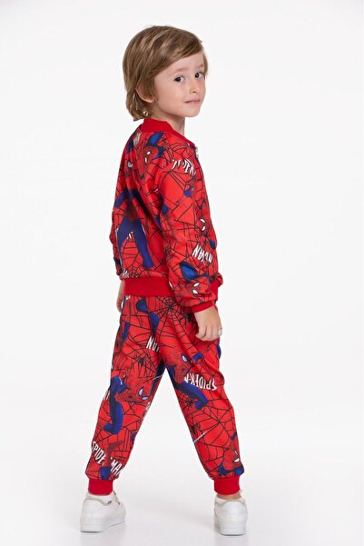 Bebezeyn ERKEK ÇOCUK ÖRÜMCEK ADAM BASKILI KIRMIZI VE MAVİ RENK ÜÇLÜ TAKIM0