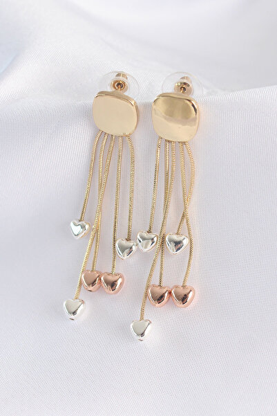 Skygo Brass Gold Color Plain Plate Colorful Heart Detail Earrings - Tj-Bkp8911