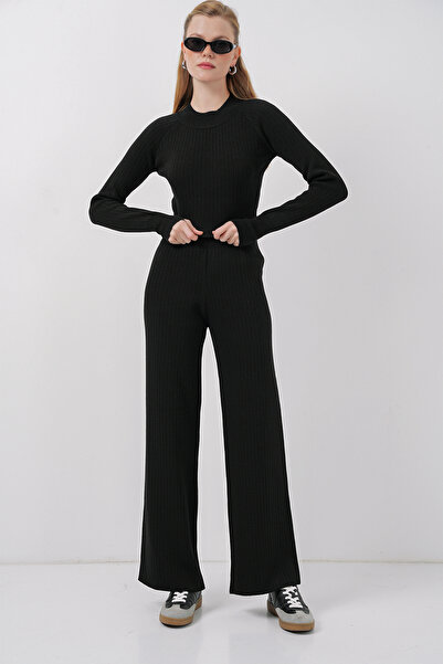 Bigdart 15905 Дамски пуловер с трикотажни панталони с долна част и горен комплект - черен