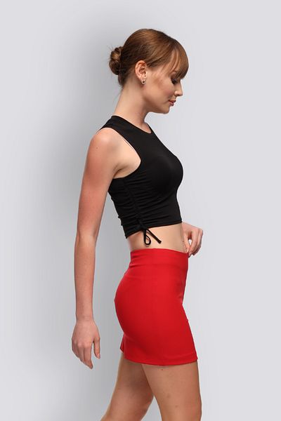 HOX'S Red Slim Fit Mini Skirt - Flap, Low Waist