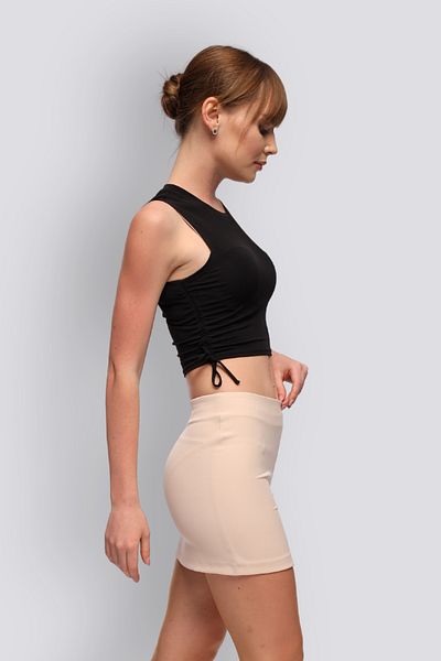 HOX'S Fustă mini slim-fit de culoare bej - matlasată, talie joasă