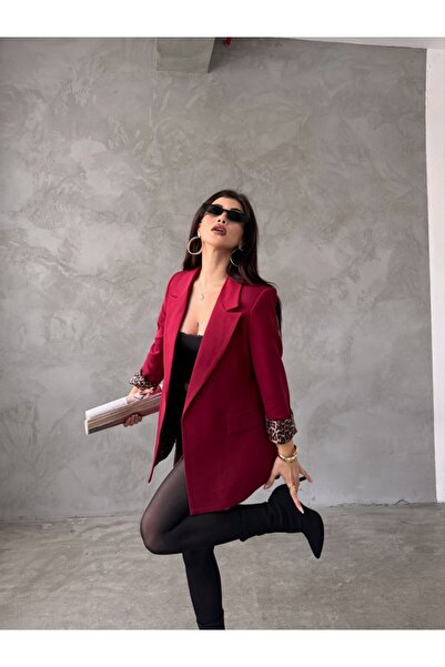 MYGİYİMİSTANBUL Blazer Jacket (Liner with Leopard)