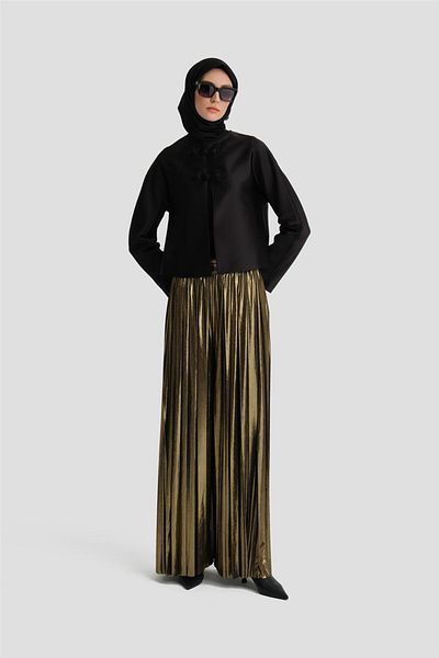 Armine Μαύρο σατέν Crop Jacket - 24k5700