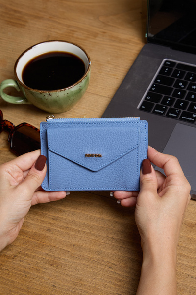 REWİNA 9116 Модель Блакитний шкіряний жіночий гаманець з магнітом