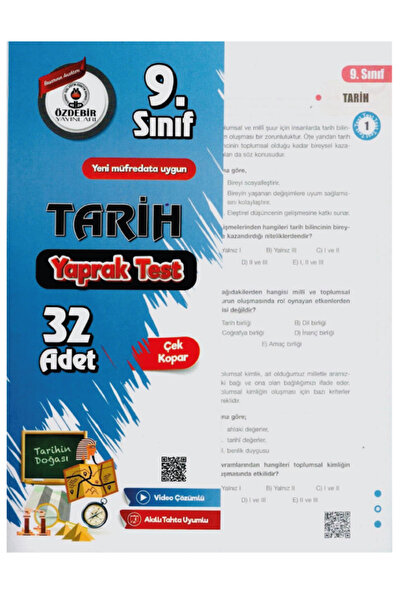 ÖZDEBİR YAYINEVİ 9.Sınıf Tarih Yaprak Test Özdebir Yayınları 2025 Model