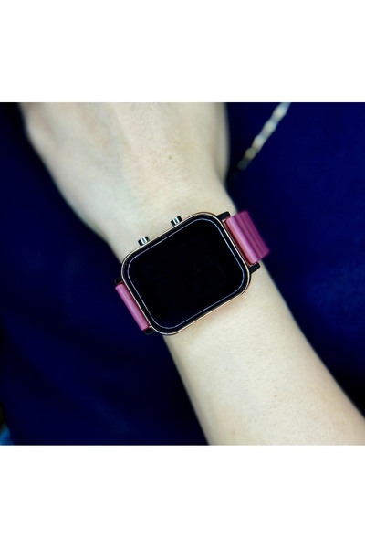 İSTLİV Kadın Bordo Renk Silikon Kordon Dijital Led Kol Saati