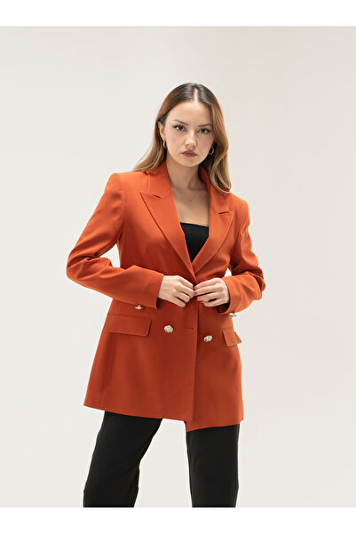 MY COUSİN Kruvaze Vatkalı Astarlı Gümüş Düğme Blazer ceket