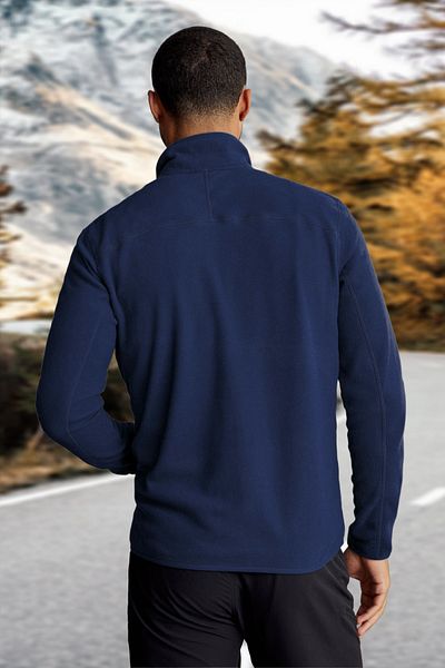 BESSA Men's Stand Collar Fleece Jacket with Zipper Pockets Softshell Thermal Insulated Tactical Sweatshirt Clothing Coats