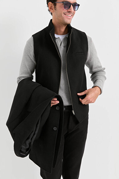 AEK FIORE Erkek Siyah Kaşe Yelek