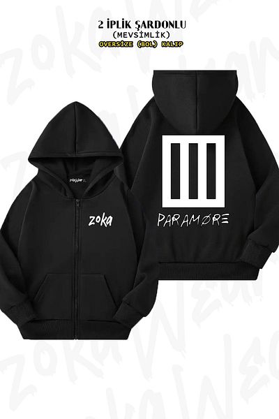 ZOKAWEAR Paramore Rock Metal Band Black Oversize Cardigan - Zip and Hoodie (2 Thread)