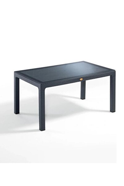 ZİYNET HOME Rattan Masa 70x120 Sabit Camlı Masa - Bahçe balkon teras A Plus O...