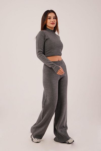 Hipo Trend Short Model Anthracite Crop and Trousers Set