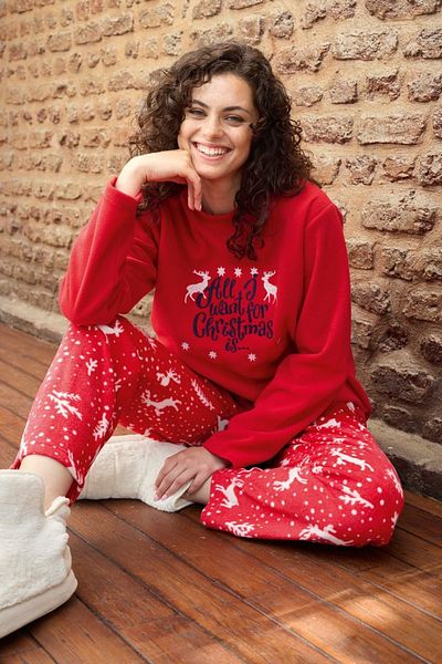 bigiyin Women's Fleece Pajama Set Winter Fleece Pajama Set Women's Winter Pajama Sets