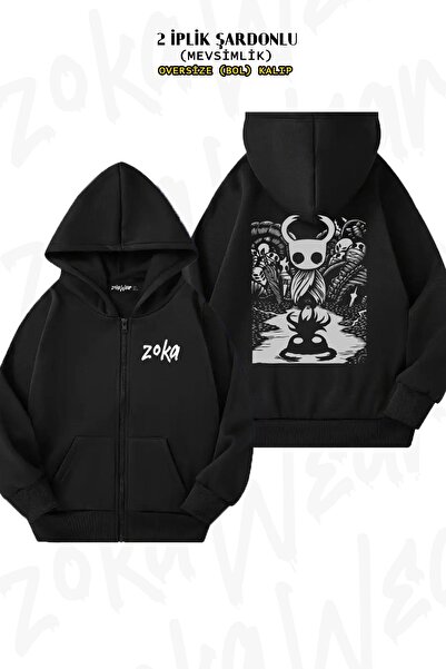 ZOKAWEAR Ghost Knight Graphic Sa deznom Oversize kroj Crni kardigan - Zatvara...