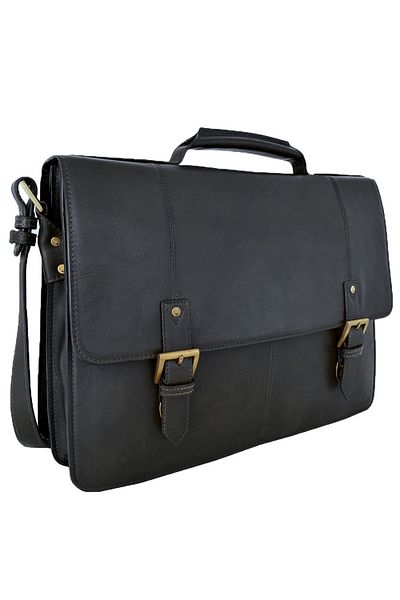 Hidesign Charles 03 Briefcase for Men | Premium Genuine Leather | Stylish & Functional | Black