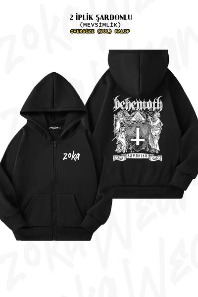 ZOKAWEAR Behemoth Satan Back Štampano - Crni kardigan sa kapuljačom i rajsfer...