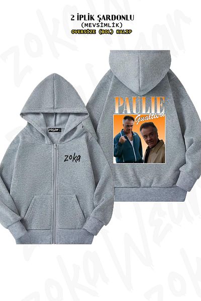 ZOKAWEAR Paulie Walnuts Gualtieri - Γκρι ζακέτα με φερμουάρ και κουκούλα (2 κλωστές)