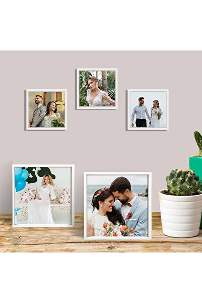 Hediye Kesesi Mother's Day Special Photo Printed Adhesive Detachable White Pola Frames 12x12cm - Pack of 5 Hk2665