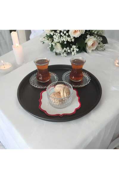 EceAksesuar 30cm Small Size Tray Metal Tea and Coffee Tray - Presentation Bre...