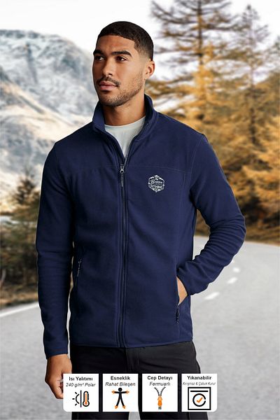 BESSA Men's Stand Collar Fleece Jacket with Zipper Pockets Softshell Thermal Insulated Tactical Sweatshirt Clothing Coats