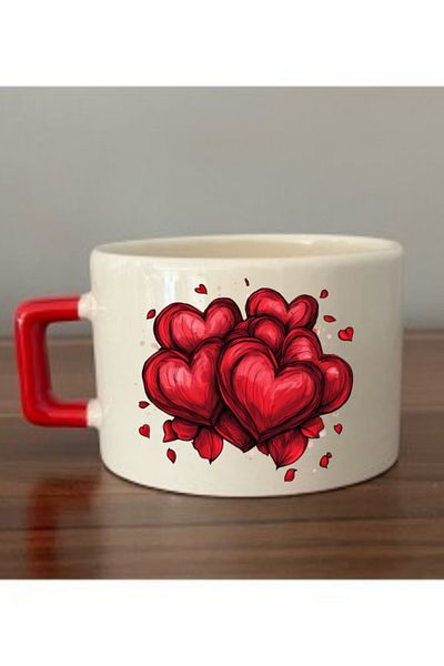 lili hediyelik Superimposed Hearts Printed Coffee Cup Mug Cup Birthday Gift