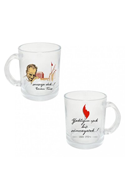 Personalized Atatürk Forever Printed Transparent Glass Mug Hk2313