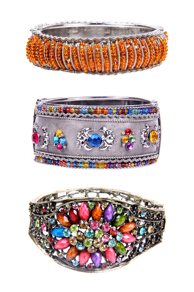 Rouge حزمة أساور حجرية ملونة