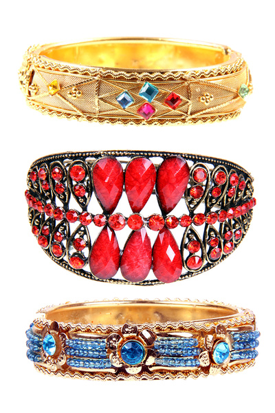 Rouge حزمة أساور حجرية ملونة
