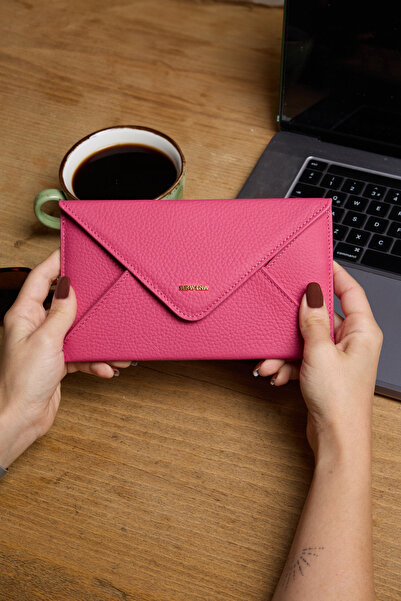 REWİNA 9755 Hakiki Deri Özel Tasarım Mıknatıslı Büyük Boy Zarf Kadın Cüzdan P...