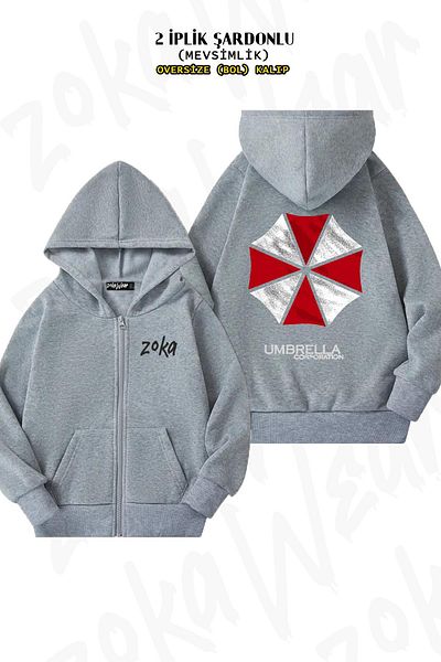 ZOKAWEAR Resident Evil 3 Back Printed - Zippered Hooded Gray Cardigan (2 Thread)