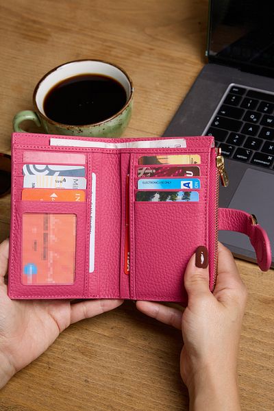 REWİNA 9735 Model - Pink Genuine Leather, Magnet Women's Wallet