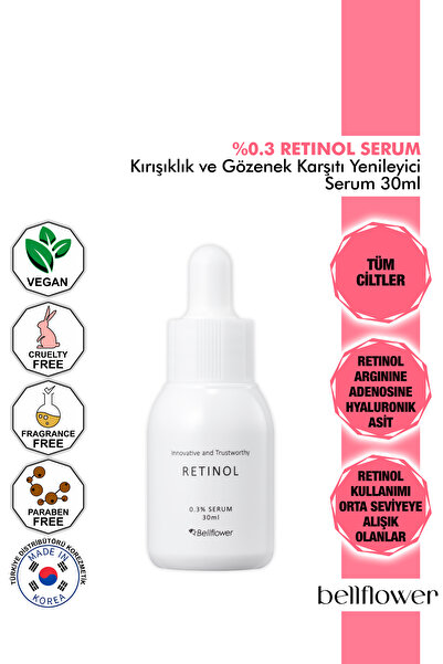 Bellflower Anti-Wrinkle and Anti-Pore, Renewing Serum Containing 0.3% Retinol...