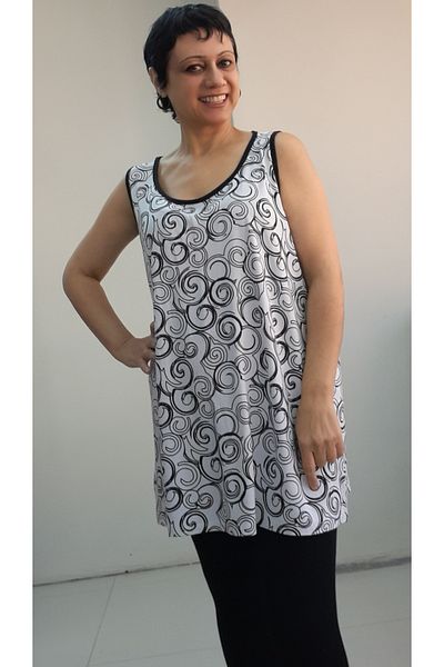 Mertcan Butik Thick Strap Viscose T-Shirt with White Black Print