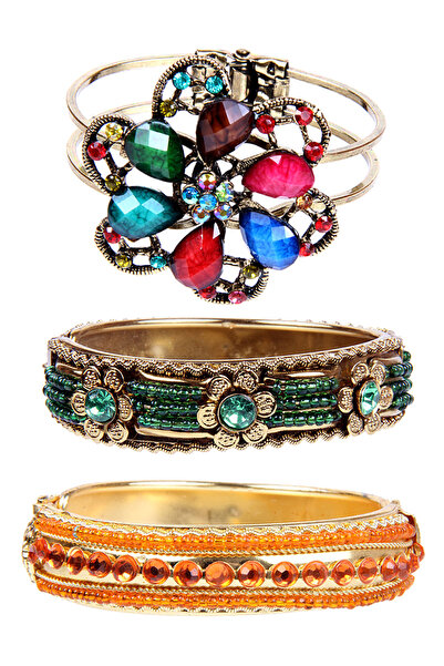 Rouge حزمة أساور حجرية ملونة