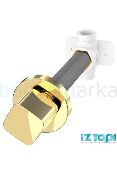 İZYAPI İz Ankastre Stop Valf (1/2"), Kare Rozet, Altın - BT7030-AL