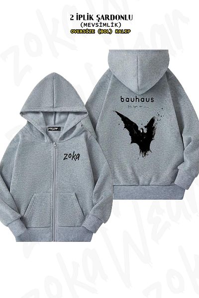 ZOKAWEAR Bela Lugosi's Dead Bauhaus - Back Printed Oversize Grey Cardigan (2 νήματα)