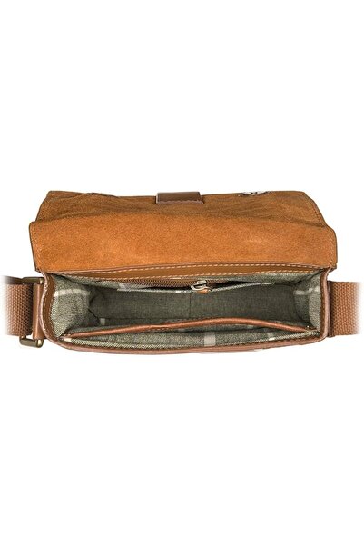 Hidesign Aiden Genuine Leather & Canvas Mini Crossbody Messenger Bag Tan