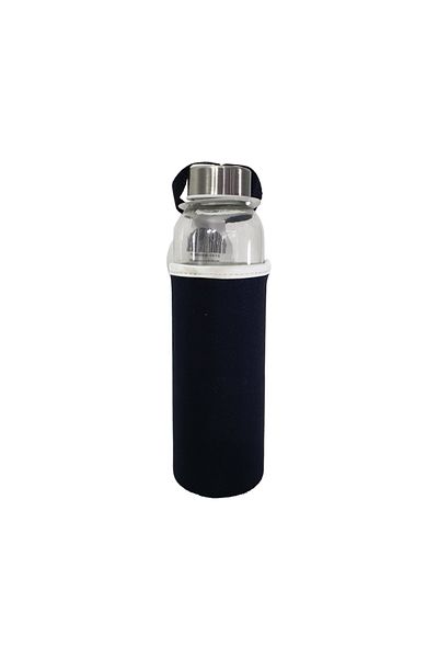 Hediye Kesesi Glass Flask with Black Case 500 ml HK2670