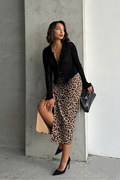 TOPSHOW Μαύρη φούστα βιζόν χονδρικής πώλησης