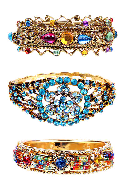 Rouge حزمة أساور حجرية ملونة