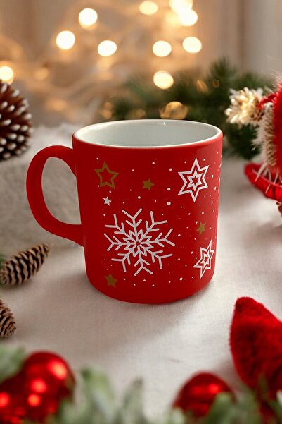 Dore Voir Kırmızı Kar Tanesi Desenli Kupa - Yılbaşı Teması