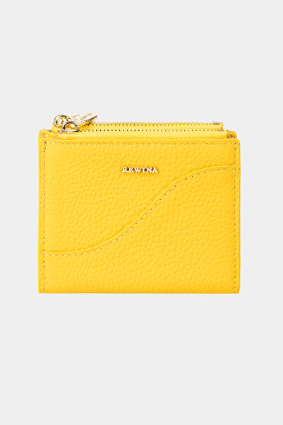 REWİNA 9733 Genuine Leather Double Zipper Special Design Magnet Women's Wallet Yellow