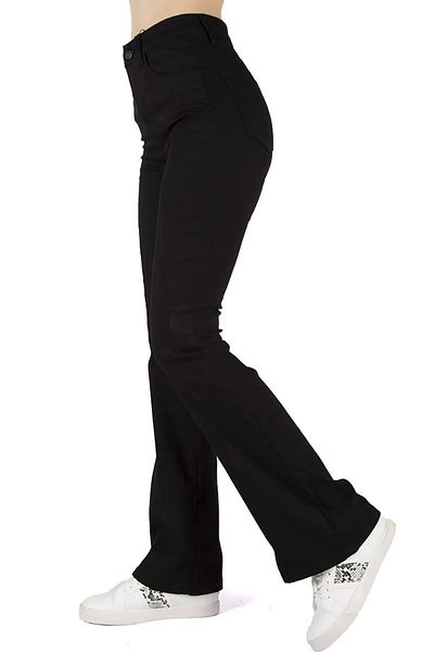 DRC trend Blugi Royal Flare Blugi spanioli cu talie înaltă Pantaloni spanioli negri fără decolorare (lycra)