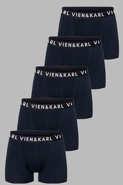 Vien&Karl Ανδρικό Navy Blue Pack Απλό Lycra Boxer Σορτς 5 τεμαχίων