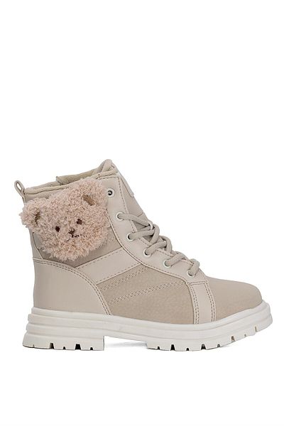 Cool Kids Beige Colored Cool Luno Filet Flat Boots for Girls