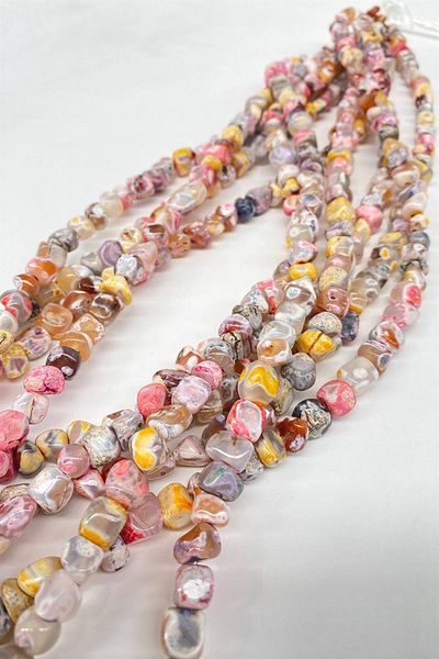 Hobigram Colorful Pebble Cut Natural Stone 1 Strand – Beads, Stylish Design, Women's Accessory – Beads – Beads