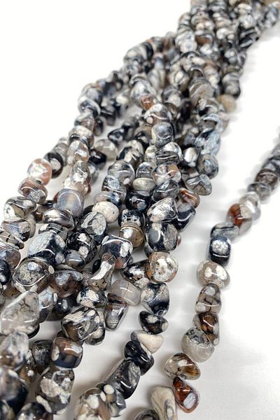 Hobigram Black Pebble Cut Natural Stone 1 String - Special Design, Accessory, Quality Production, Eye-Catching Style -